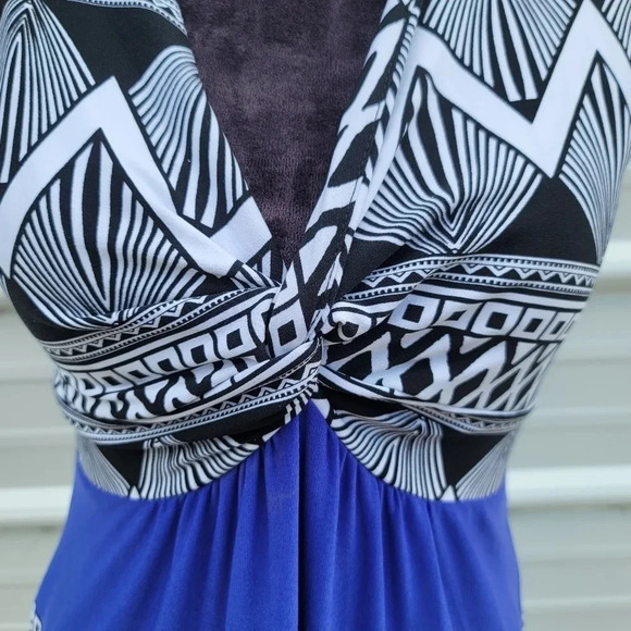 CHICO'S Sexy and Slimming Long Maxi Dress Beautiful Blue Green Blk NWT Sz 0 S(4) - Picture 9 of 13